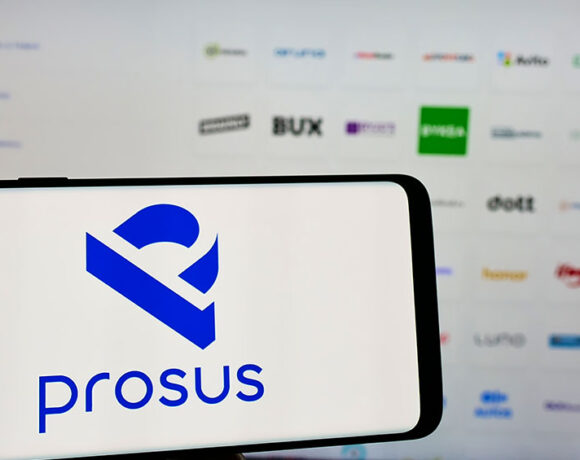 Closeup shot of Prosus logo displayed on a smartphone.