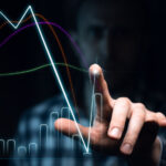 An investor analyzes stock growth with a digital graph illustrating the analysis of SQ Tech Stock.